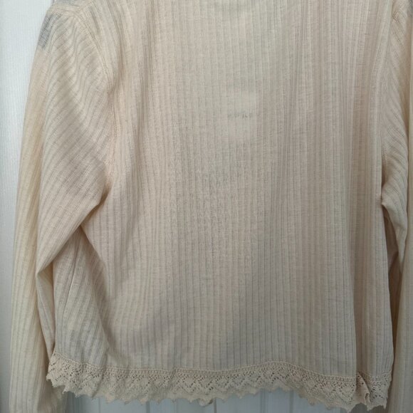 NWT, Free People Third Date Top, Crocheted Hem, Almond / Off-white Color, L - Picture 11 of 14